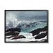 Stupell Industries Crashing Waves Ocean Rocks Cliffs Rough Waters Painting Black Framed Art Print Wall Art Design by Lettered and Lined