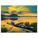 DESIGN ART Designart Boats on Water Twilight after Sunset Sea & Shore Print on Wrapped Canvas 12 in. wide x 8 in. high