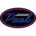 Blue Pool Oval With Pink Border LED Neon Sign 13 x 24 - inches Clear Edge Cut Acrylic Backing with Dimmer - Bright and Premium built indoor LED Neon Sign for Bar decor.