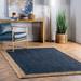 Avgari Creation Blue Color Natural Jute Border Solid Hand Braided Rectangle Living Room Dining Hall Way Room Carpet Rag Aera Rug-11 Feet