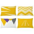 Boho Throw Pillow Cushion Case Pack of 4 Abstract Style Grunge Details Chevron Zigzags Triangles Tribal Arrows Modern Accent Double-Sided Printing Earth Yellow and Violet 5 Sizes by Ambesonne