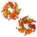 AuldHome Fall Leaves Candle Wreaths (2-Pack); Autumn Colors Decorative Candle Rings for Fall and Thanksgiving Decor