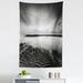 Black and White Tapestry Idyllic Sunrise at the Beach Rippled Seashore Dramatic View Image Fabric Wall Hanging Decor for Bedroom Living Room Dorm 5 Sizes Black White Grey by Ambesonne