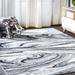 Viscon Abstract Marble Contemporary Light Gray/Black 4 ft. x 6 ft. Area Rug