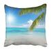 CMFUN Blue Beach Ocean and Coconut Palms Green Caribbean Island Tropical Atlantic Bay Pillowcase Cushion Cover 16x16 inch