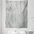 Grey and White Tapestry Vertical Lines Wooden Board Background Vintage Planks Picture Art Fabric Wall Hanging Decor for Bedroom Living Room Dorm 5 Sizes Grey by Ambesonne