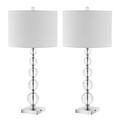 SAFAVIEH Liam 29 in. Table Lamps with USB Port Clear/Chrome Set of 2