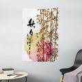 Bamboo Tapestry Bamboo Painting with Korean Words in Mid Autumn Festival Giving Day Harvest Artsy Work Wall Hanging for Bedroom Living Room Dorm Decor 40W X 60L Inches Multi by Ambesonne