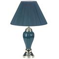 NEW Polished Brass Base with Green Ceramic Body Color Matched Fabric Shade Socket Switch 27 Table Lamp 6117