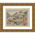 Kitao Masayoshi 14x11 Gold Ornate Wood Frame and Double Matted Museum Art Print Titled - Chushingura: Act III (From the Series Perspective Pictures for the Treasure House of Loyalty) (C. 179