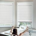 MOOD Custom Fabric Roman Shades for Windows | Cordless + Designer Styles with Thermal Backing | 54 inches wide blinds for Bedroom Living Room Doors and Homes | Pure White (Privacy) | 54 W x 60 H