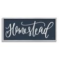 Stupell Industries Homestead Phrase Navy Blue Farmhouse Sign Elegant Typography Graphic Art Gray Framed Art Print Wall Art 30x13 by House Fenway