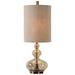 Bowery Hill Modern Glass Table Lamp in Antique Brass and Khaki