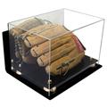 Versatile Deluxe Acrylic Display Case - Medium Rectangle Box with Gold Risers Mirror and Wall Mount 12 x 8.25 x 8 (A004-GR)