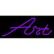 Purple Art Cursive LED Neon Sign 6 x 15 - inches Black Square Cut Acrylic Backing with Dimmer - Bright and Premium built indoor LED Neon Sign for art gallery and exhibition.