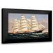 Currier and Ives 18x13 Black Modern Framed Museum Art Print Titled - Clipper Ship Three Brothers the largest sailing ship in the worldÃ‚