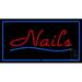 Red Nails Blue Border LED Neon Sign 13 x 24 - inches Black Square Cut Acrylic Backing with Dimmer - Bright and Premium built indoor LED Neon Sign for Defence Force.