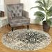 Contemporary Floral Medallion Plush Polypropylene Washable Indoor Area Rug 5 Round Beige by Blue Nile Mills