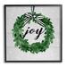 Stupell Industries Joy Sentiment Green Winter Leaf Wreath Snow Pattern 24 x 24 Design by Carol Robinson