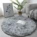 Luxury Round Fluffy Area Rugs for Bedroom Room Nursery Super Soft Anti-Skid Circle Rug Cute Shaggy Carpet for Children Living Room Light Gray 2x2ft