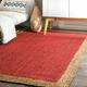 Avgari Creation Red Rug Natural Jute Braided Style Runner rug Area Carpet Rag Rug Door Mat-84 Inch Square Shape