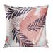 USART Pastel Pink Blue Coral Brush Stroke with Tropical Leaves Beach Floral Jungle Palm Pillow Case Pillow Cover 18x18 inch Throw Pillow Covers