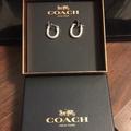 Coach Jewelry | Coach Pave Signature Silver & Crystal Hoop Earrings | Color: Silver | Size: Os