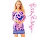Lilly Pulitzer Dresses | Lilly Pulitzer Larana Ikat Xs Blue Mocean Octopus Squid Off The Shoulder Dress | Color: Blue/Pink | Size: Xs