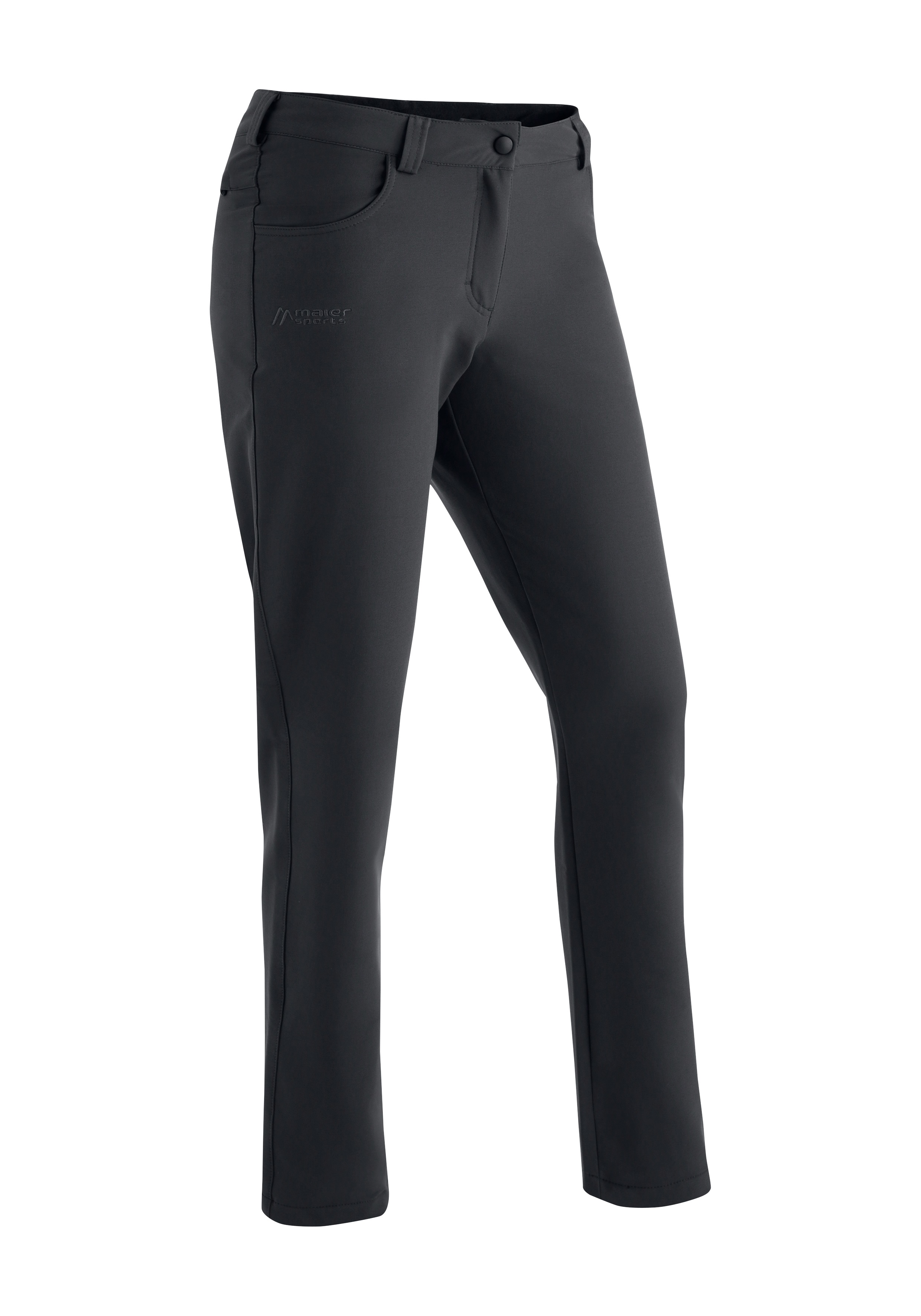 Funktionshose MAIER SPORTS "Charlotte", Damen, Gr. 40, Normalgrößen, schwarz, 91% Polyester (Recycelt), 9% Elasthan, Hosen, Damen Outdoorhose, elastische Hose mit Fleece Innenseite, Regular fit Image