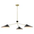 Modway Journey 3-Light Modern Metal Arm Pendant in Black/Satin Brass