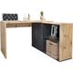 Eckschreibtisch FMD "Valley" Tische Gr. B/H/T: 118 cm x 75,0 cm x 60,5 cm, schwarz (artisan, oak, matera, artisan, matera) Eckschreibtische Breite 118 cm