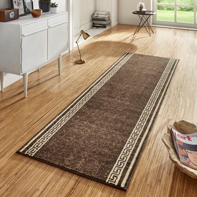 Läufer HANSE HOME "Casa" Gr. 44, braun, B:80cm H:9mm L:450cm, Kunstfaser, Teppiche, Kurzflor, Weich, Teppichläufer, Bordüre, Teppich, Küche, Flur, Muster Image