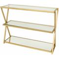 Cagmanaba 30"H x 12"W x 40"D Modern End Table Glass metal Clear/Gold Console Table - Hauteloom