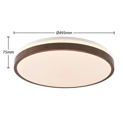 Lindby LED-Deckenleuchte Hudsona, Ø 49 cm, Holz, braun Image