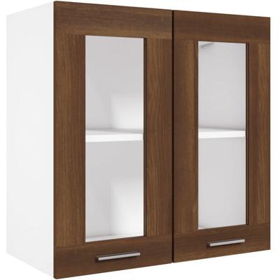 Hängeschrank Glas Braun Eiche-Optik 60x31x60 cm Holzwerkstoff Vidaxl