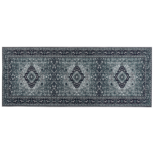 Teppich Läufer Grau Stoff 80x200 cm Rechteckig mit Blumenmuster Orientalisch Rutschfest Vintage Orientteppich Vorleger Flur Küche Schlafzimmer