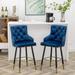 Blue Velvet Upholstered Modern Barstool Tufted Golden Base Living Room Home Dining Kitchen Counter Island Luxurious Golden Legs