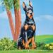 Realistic Metal Doberman Pinscher Lawn Stake - 21.000 x 10.000 x 1.750