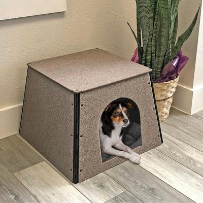 Happystack Model Small Dog House in Tan Indoor/Outdoor Carpet