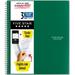 Five Star Wirebound Notebook Plus Study App 3 Subject College Ruled Forest Green (820003C-WMT)