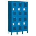 Salsbury Industries Extra Wide Vented Metal Locker-Double Tier-3 Wide-Blue-Unassembled