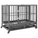Anself Dog Cage with Wheels and Pull Out Tray Steel Dog Crate Cage Kennel Pet Playpen for Indoor Outdoor 36.2 x 24.4 x 29.9 Inches (W x D x H)