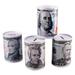 KARLSITEK Euro Dollar Bill Piggy Bank Coin Saving Money Currency Note Tin Can Banknote Jar