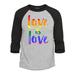 Shop4Ever Men s Love is Love Rainbow Gay Pride Raglan Baseball Shirt XX-Large Heather Grey/Black