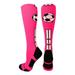 Soccer Socks with Soccer Ball Logo Over the Calf (Neon Pink/Black/White Large)