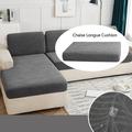 SDJMa Stretch Sofa Cushion Cover for Individual Cushion Sofa Chaise Longue Sofa Slipcover for Cushion Couch Soft Furniture Protector (Dark Gray Chaise Longue(Right))