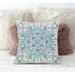 Paisley Leaf Geo Throw Pillow with Removable Cover in White Light Blue Green 20x20