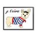 Stupell Industries Je T aime French Dog Wearing Beret Drawing 14 x 11 Design by Heather Strianese