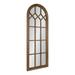 Kate and Laurel Gilcrest Traditional Arch Wood Framed Windowpane Wall Mirror 18 x 47 Rustic Brown Farmhouse Decorative Mirror