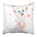 ECCOT White Cute Mouse in Love Cartoon Character Cheerful Clipart Day Drawing Pillowcase Pillow Cover 20x20 inch